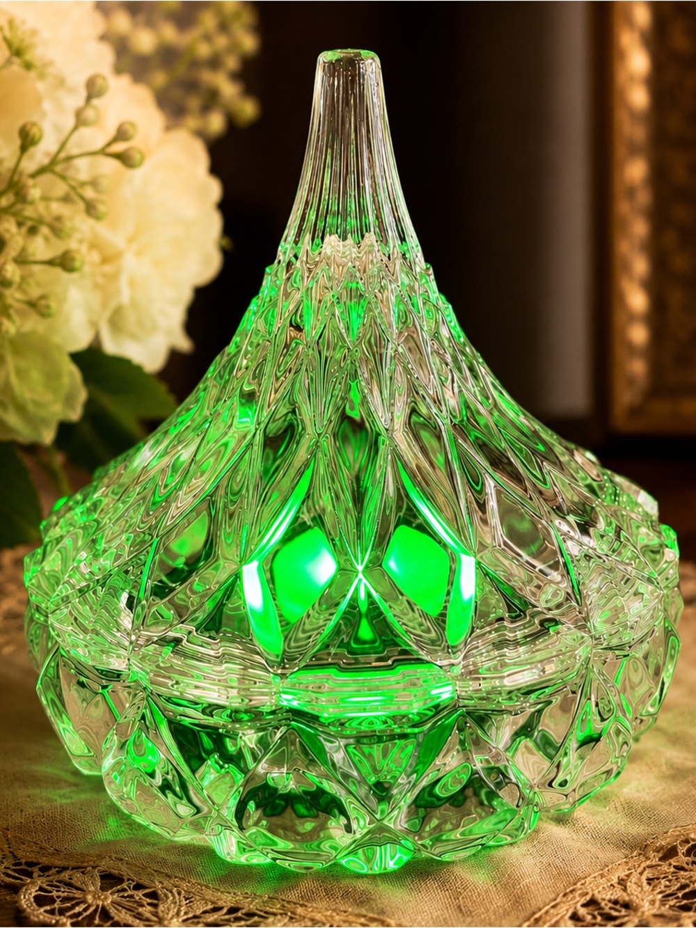 Hershey’s Kisses Clear Glass Candy Jar Styled as Fairy Lamp
